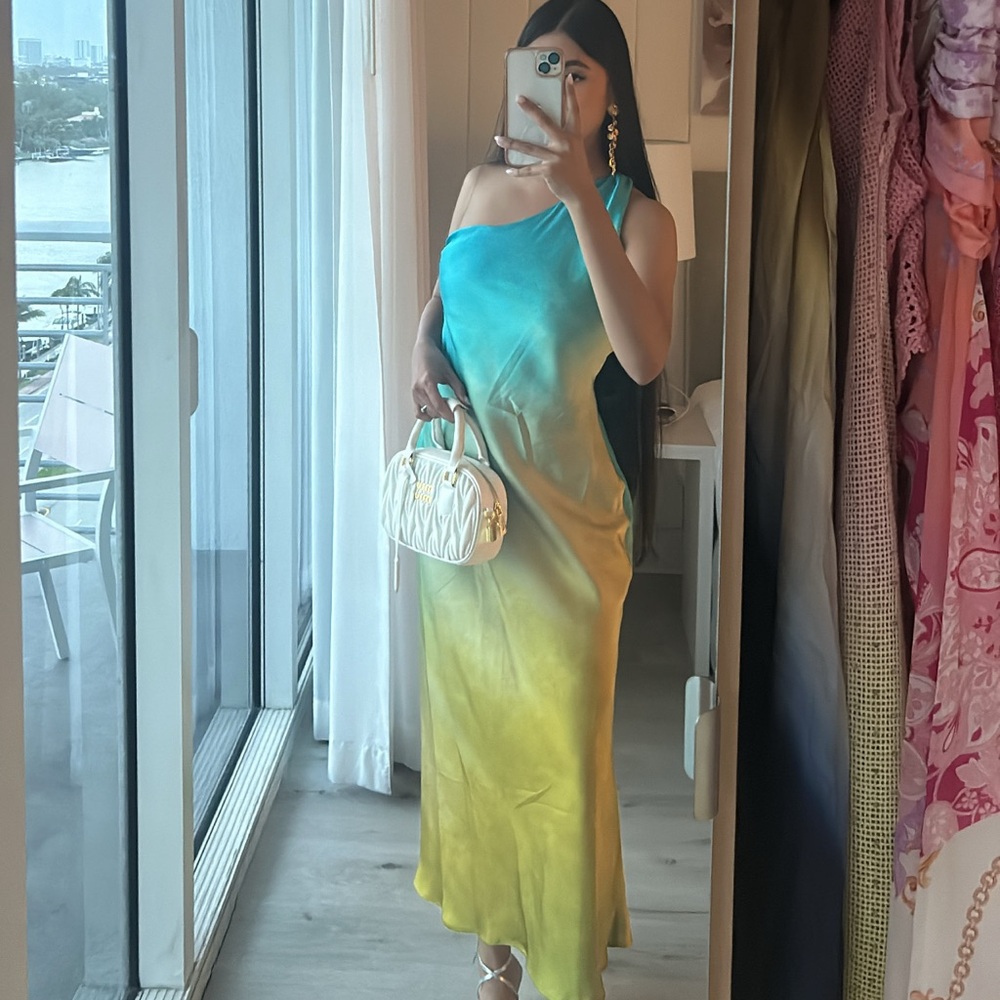 Zara asymmetrical satin effect tie dye dress